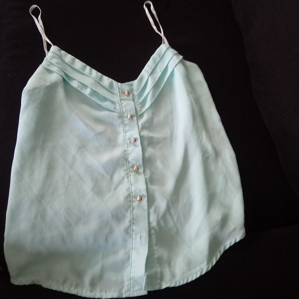 Teal button up tank